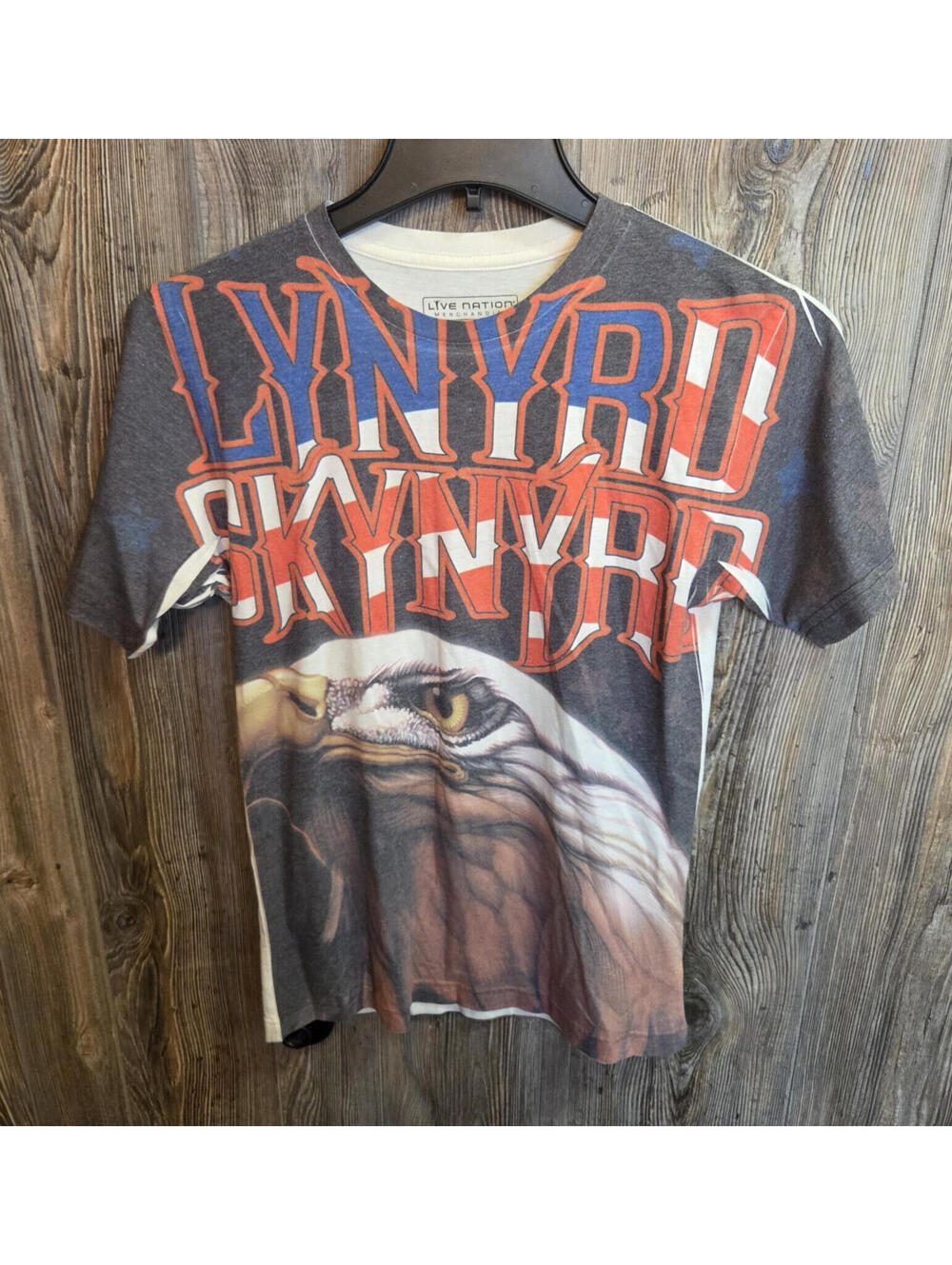 Lynyrd Skynyrd American Flag & Eagle Full Front Print Concert T-shirt Size Small